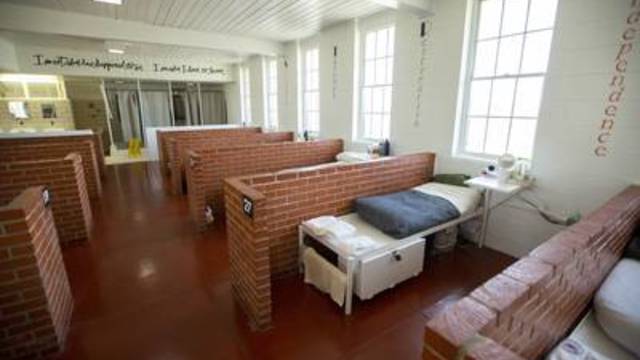 Living area for students in the STRIVE Reentry program inside Mountain View prison in Gatesville on Sept. 19, 2019.