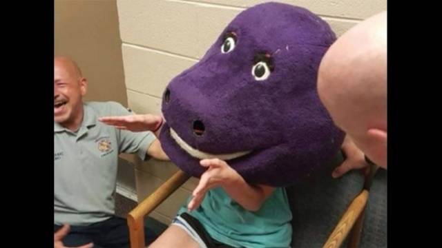 Alabama Teen Gets Stuck In Barney Head