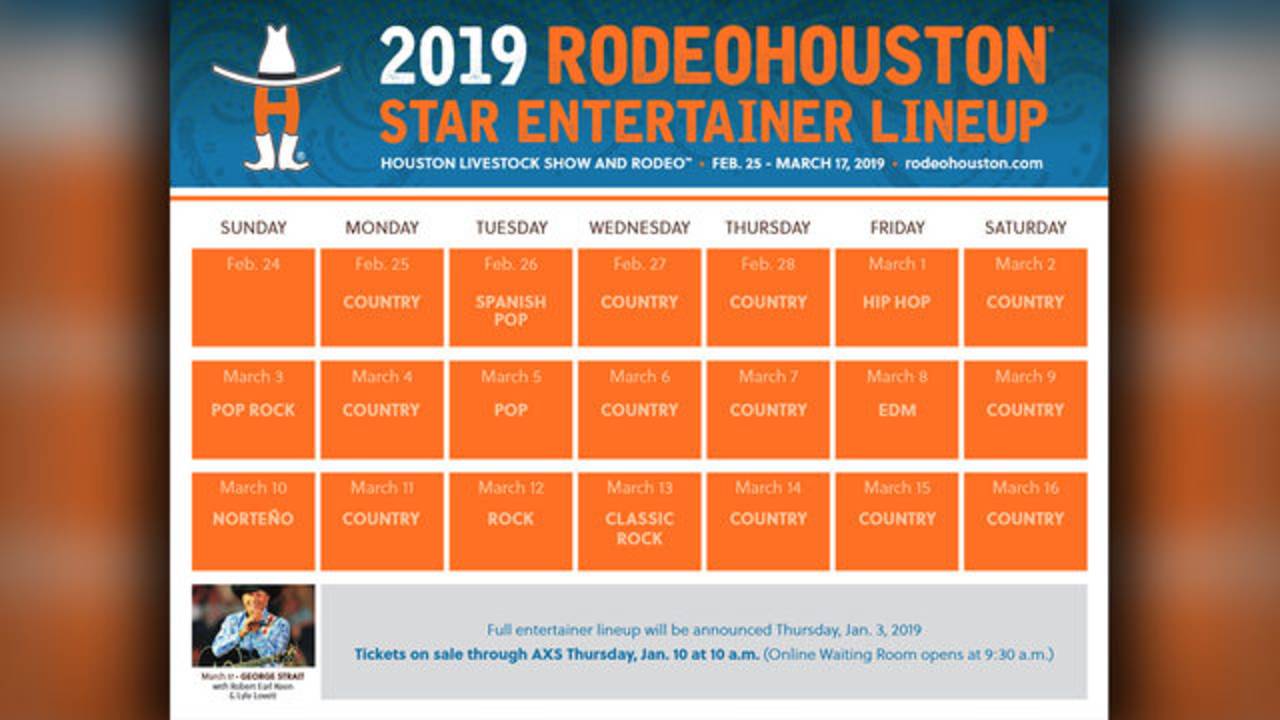 Here's the entertainer genres at 2019 Houston Rodeo