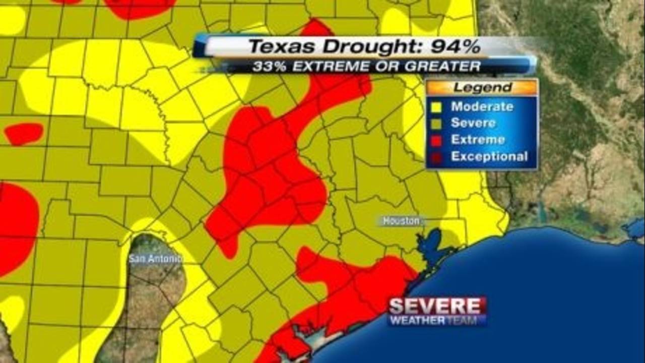 Latest drought monitor update shows deepening Houston drought.