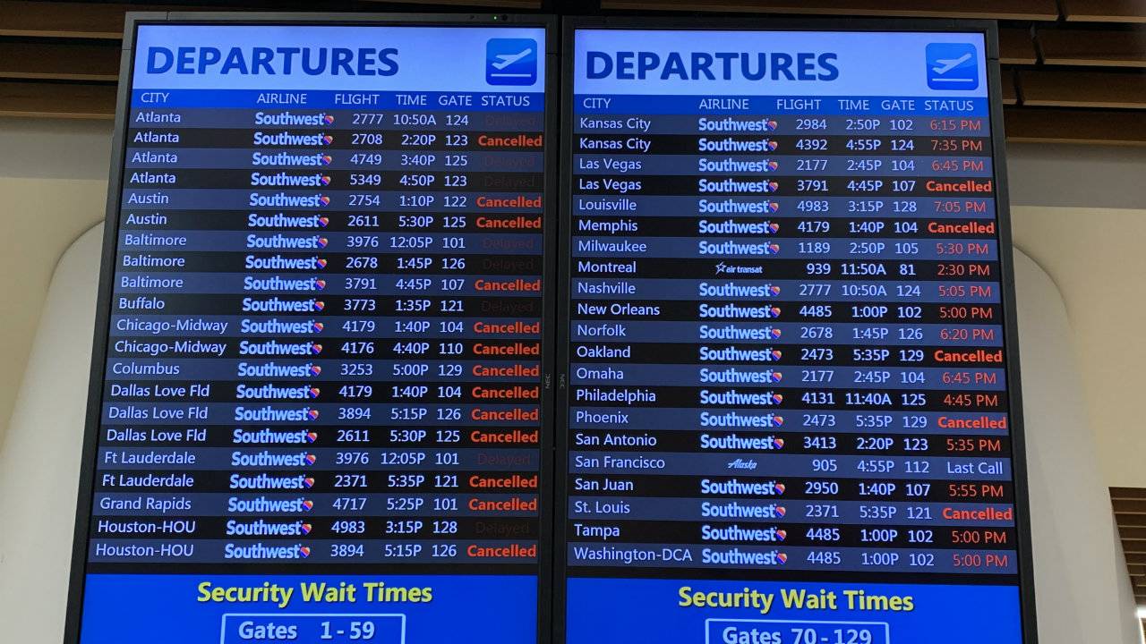 Southwest Airlines cancels nearly 100 flights after apparent...