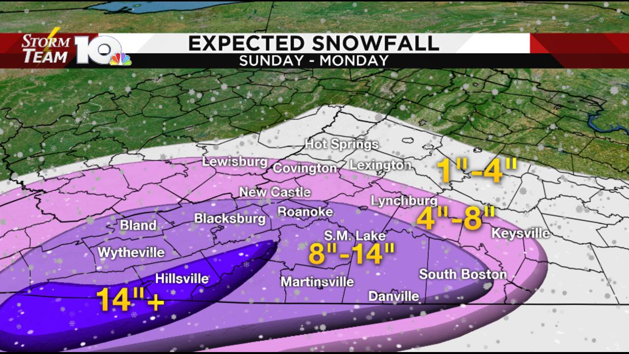 Heavy snow set to impact much of southwest, central Virginia...