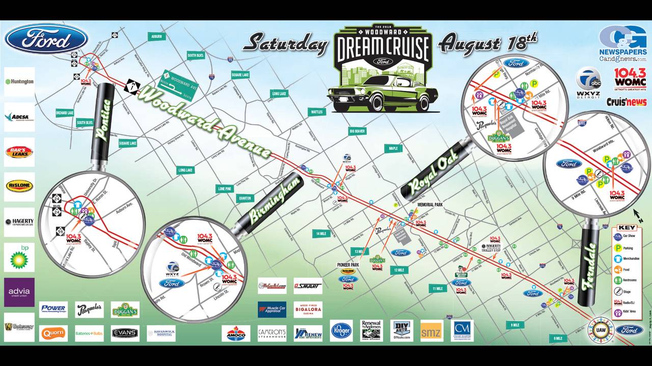 map of woodward dream cruise